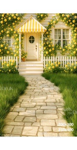 Tło fotograficzne „Weranda wśród żółtych róż” | E630